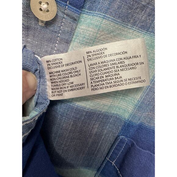 US Polo Assn Button Down Shirt Men Size XXL Blue Plaid Embroidered Short Sleeve - Picture 5 of 10